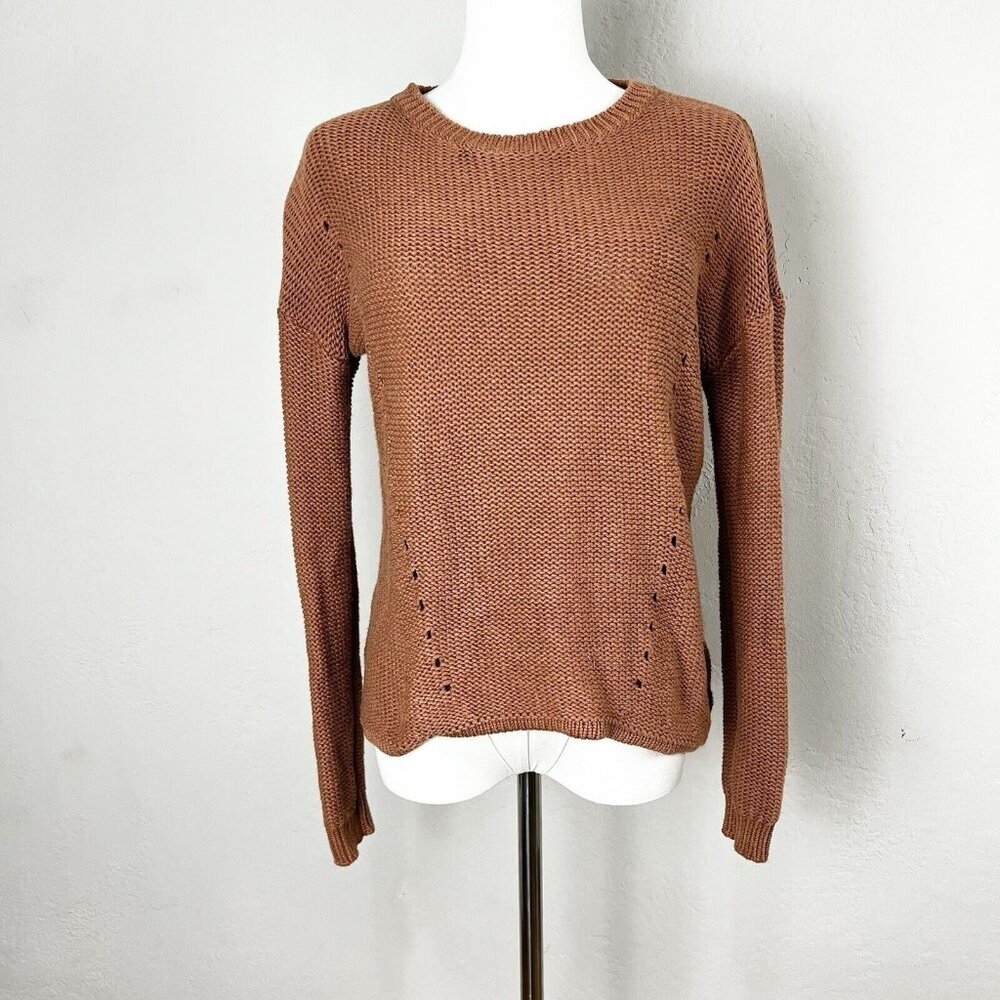 One Grey Day Sweater Strappy Cut Out‎ Back Brown Silk Blend Size XS